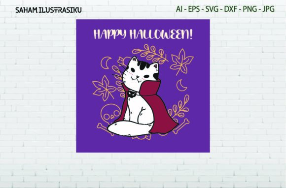 Halloween Card Party Cat Purple Svg Review